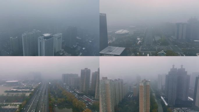 严重雾霾下的城市