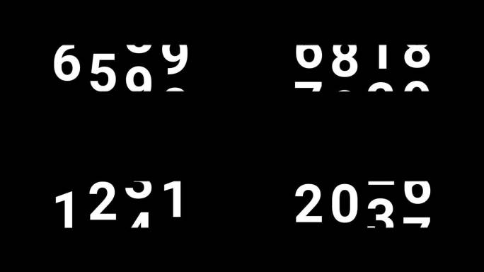 新年快乐2024数字计数运动图形黑色背景。简单地向上和向下滑动随机数。