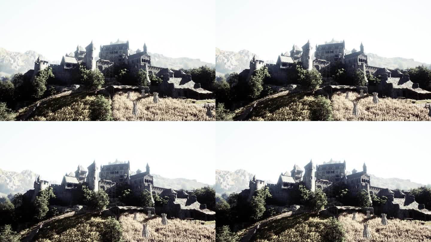 迷雾山间的古堡废墟