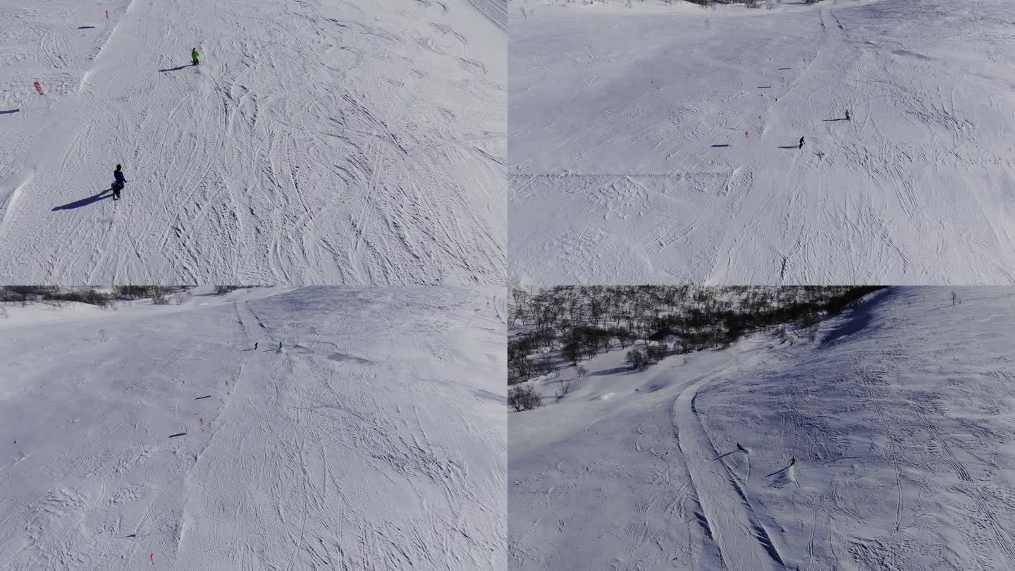 长白山雪道双人滑雪2