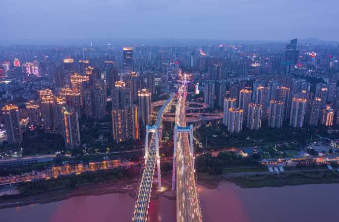 雾都重庆鹅公岩大桥航拍夜景延时