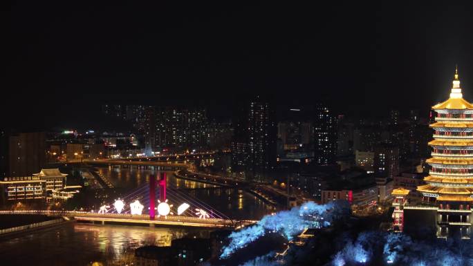 城市夜晚 夜景 地标建筑 灯火