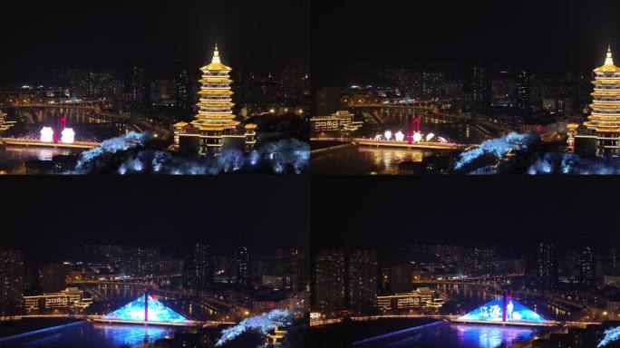 城市夜晚 夜景 地标建筑 灯火