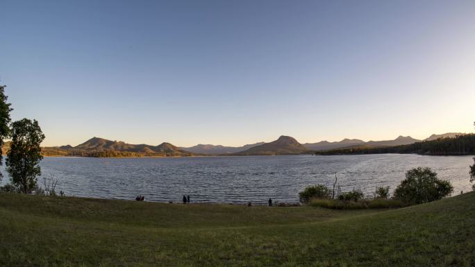 澳大利亚布里斯班木瓜湖日落延时摄影空镜