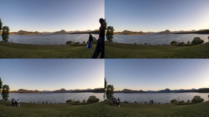 澳大利亚布里斯班木瓜湖日落延时摄影空镜