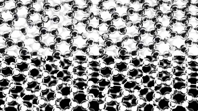 环尺纳米材料，网状，分子六边形结构，玻璃液体中分子的蜂窝状连接，抽象的高科技设计