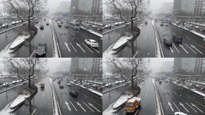 城市下雪的街道