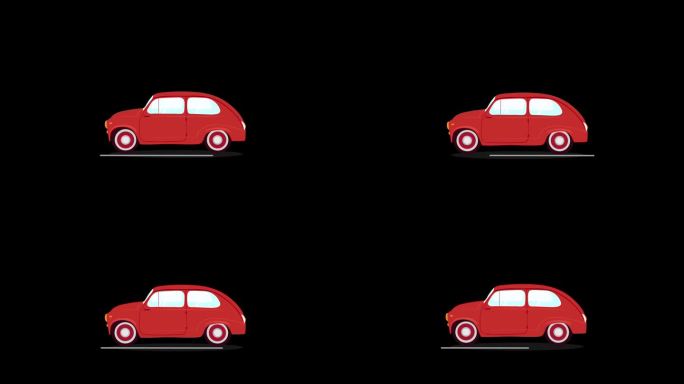 简单的动画手绘红色复古车