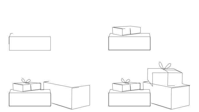 自绘制简单的动画礼品盒系带与连续一行绘制。