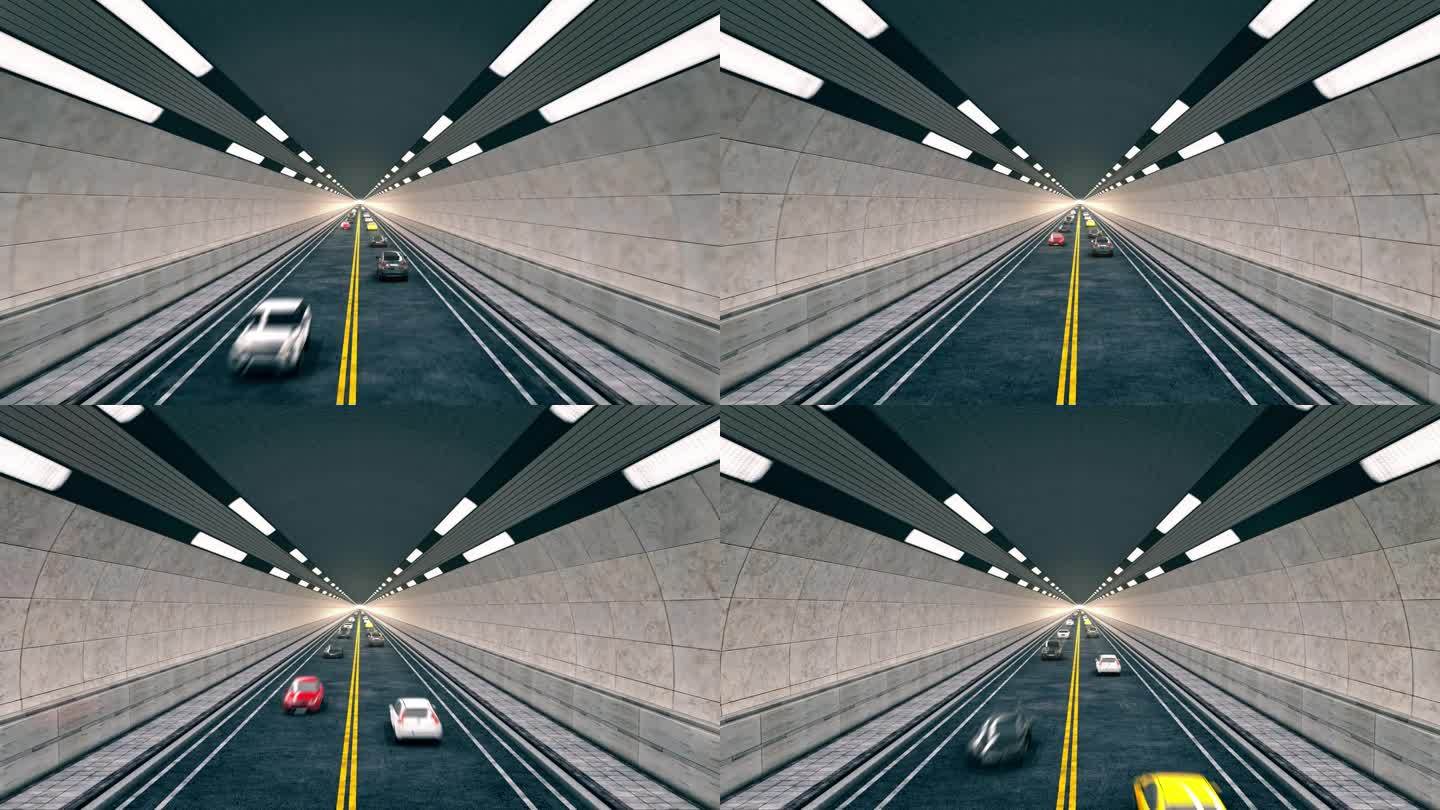 隧道高速公路马路车流隧洞通道三维动画漫游