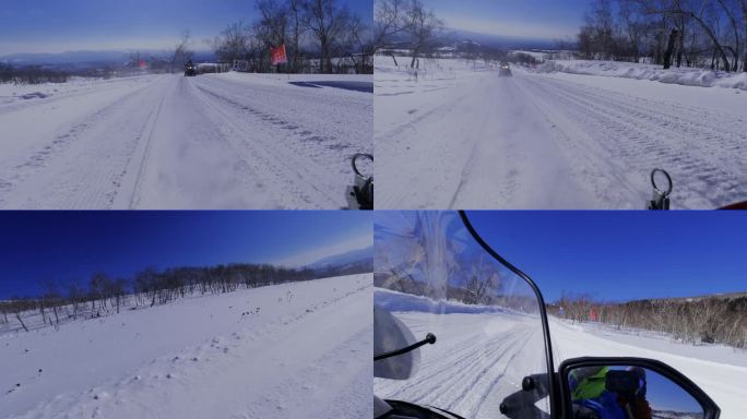 长白山雪道上驾驶雪橇车