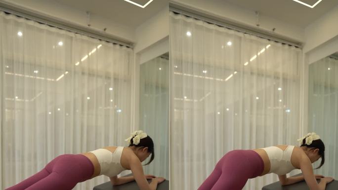 美女普拉提瑜伽运动翘臀塑体塑形动作