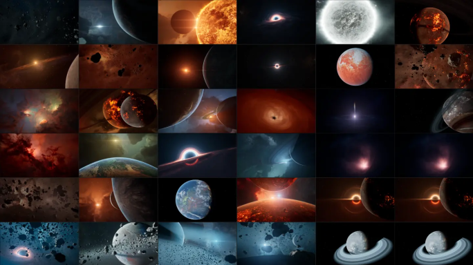 4K星球太空行星地球探索元宇宙概念片头