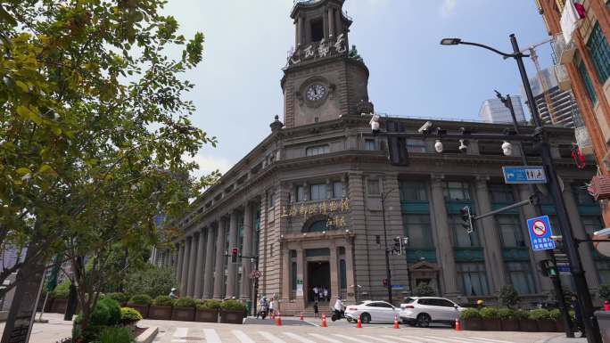 4K城市上海邮政博物馆街道空景100P