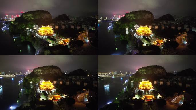 柳州文庙夜景灯光航拍