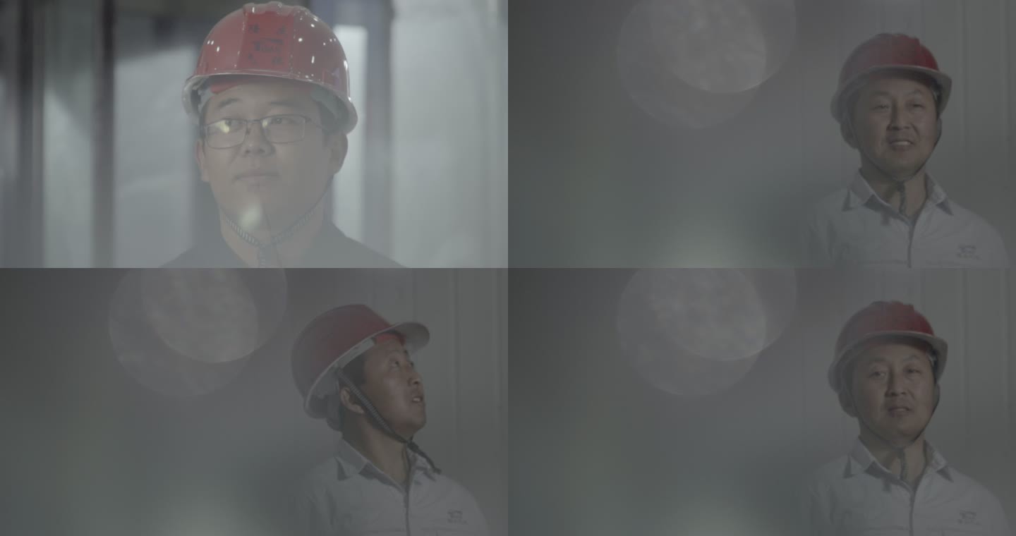 工人工程师安全帽制造工厂劳模风采微笑仰望