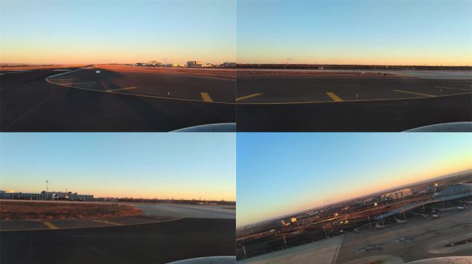 4K原创实拍清晨飞机起飞第一视角鄂尔多斯
