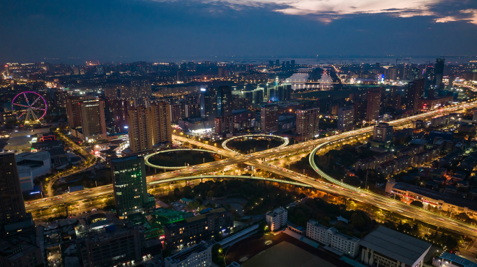 （最新）南通港闸区夜景延时航拍4K