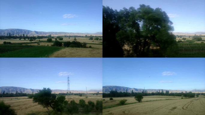 东安纳托利亚风景相机拍摄。山、平原、河流、田野、绿地、晴空、晴天、白天、侧拍、正拍、东拍、西拍，精彩