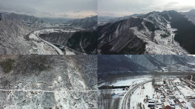 「4K合集」航拍雪后群山 下雪后的大山