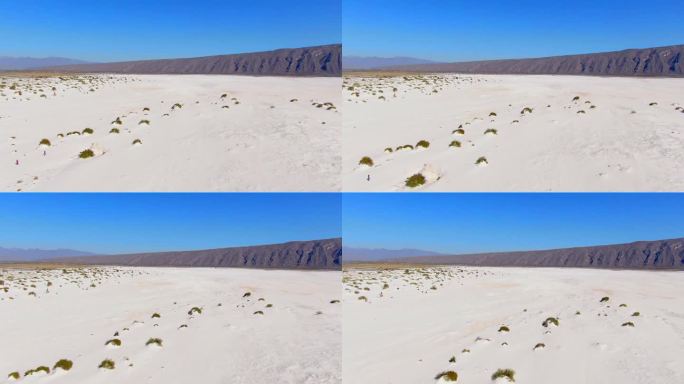 沙漠的航拍视频，白色的石膏沙丘