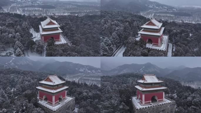 北京明十三陵定陵雪景