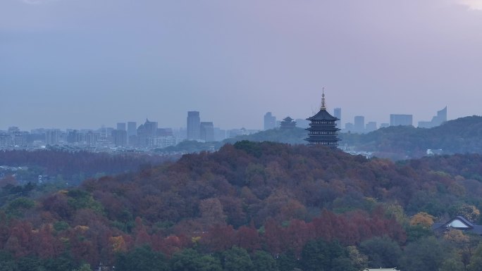 杭州 西湖 烟雨江南 城市风景 雷峰塔