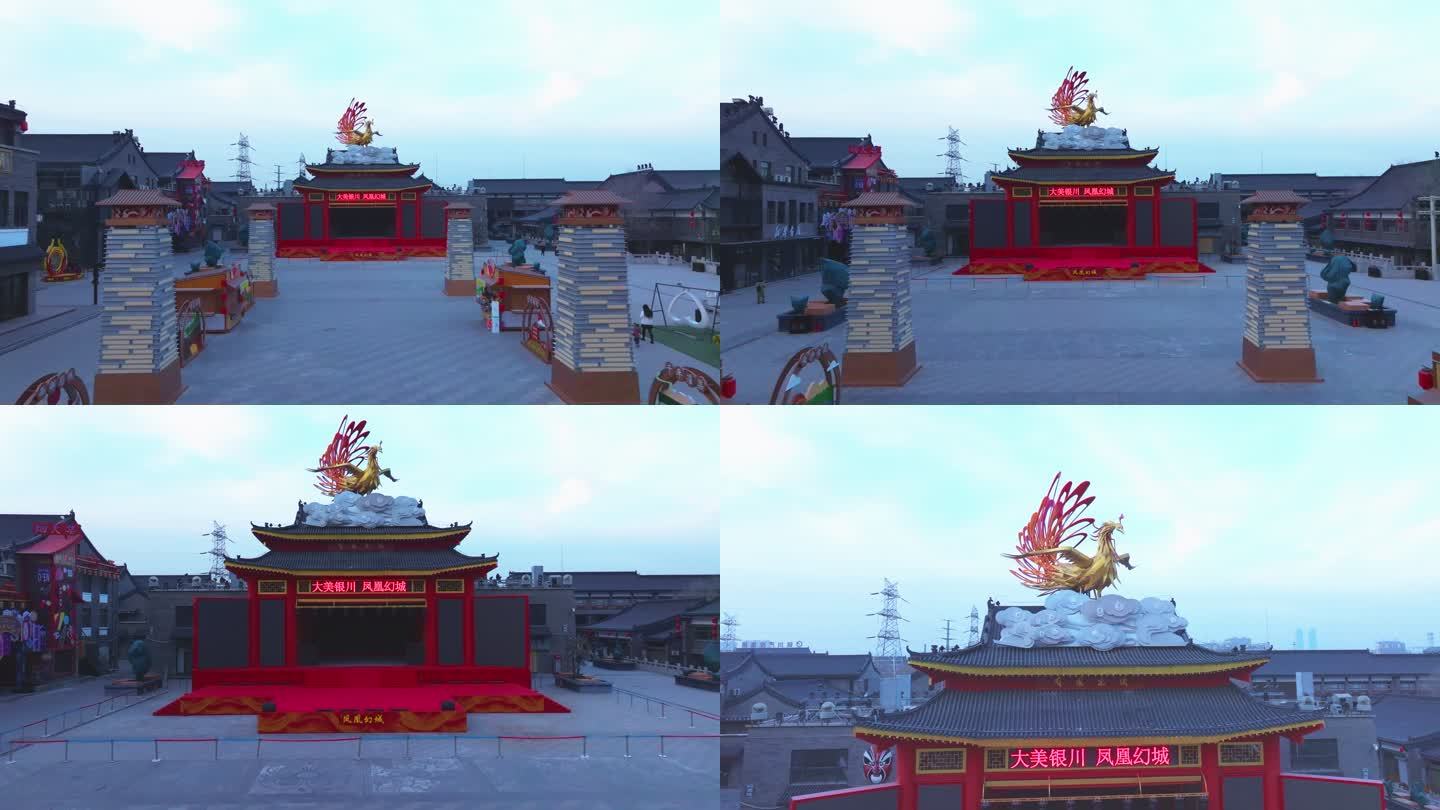 银川文化城戏台 舞台凤凰雕塑 变焦