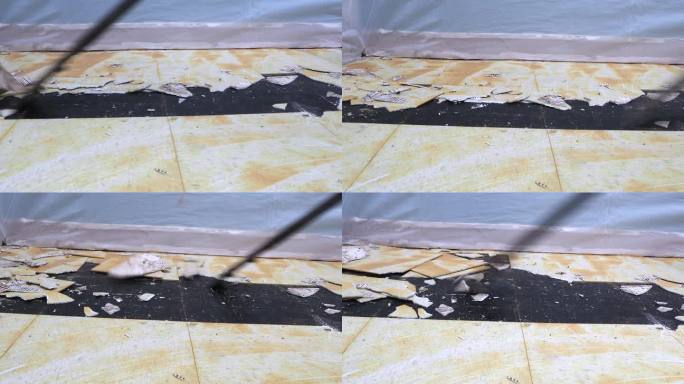 石棉乙烯基地板的清除过程。