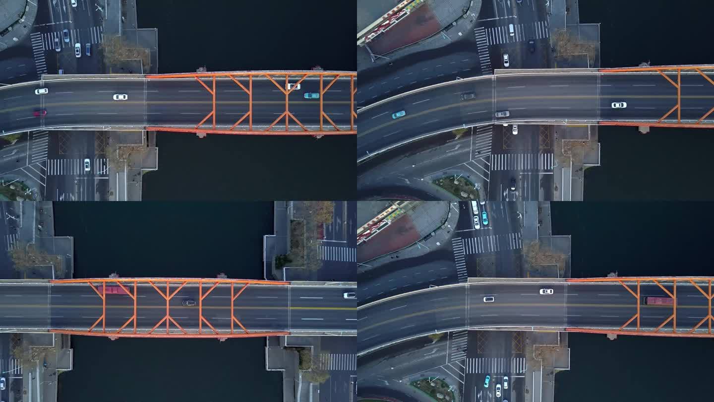 4K航拍 天津金刚桥交通 俯拍 正扣