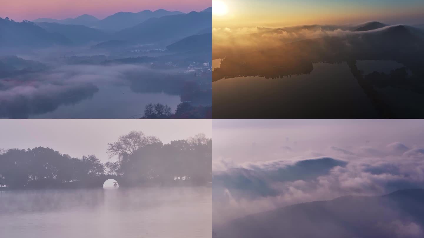 4K意境杭州西湖清晨云雾