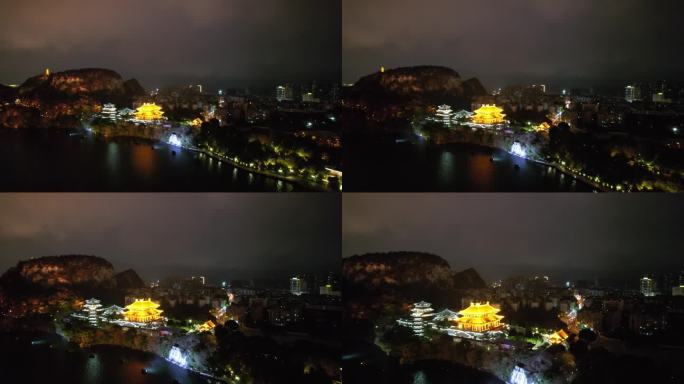 柳州文庙夜景灯光航拍