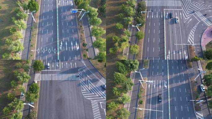 无人机俯拍城市街道