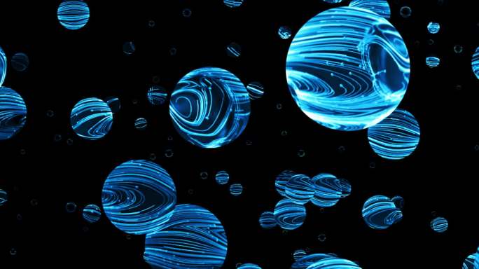 8K蓝色水晶球 螺旋粒子线条 大屏led