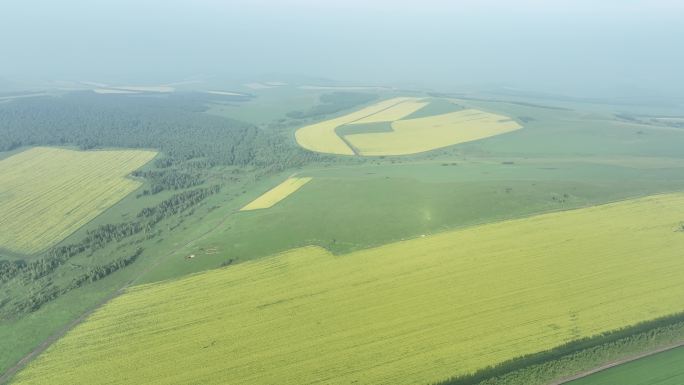 大兴安岭自然风光丘陵山野农田风景