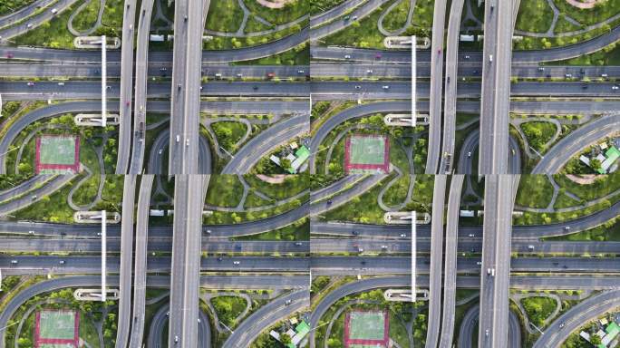 曼谷市内高速公路和环城、快速路通道的俯视图