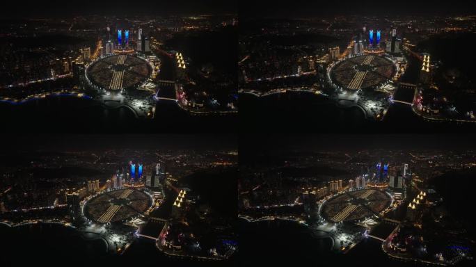 4K大连星海广场俯视全景夜景航拍视频素材
