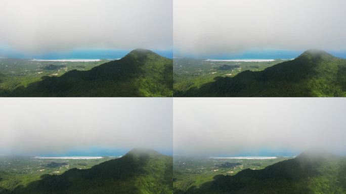 高空航拍的派对岛帕岸岛高地与雾流