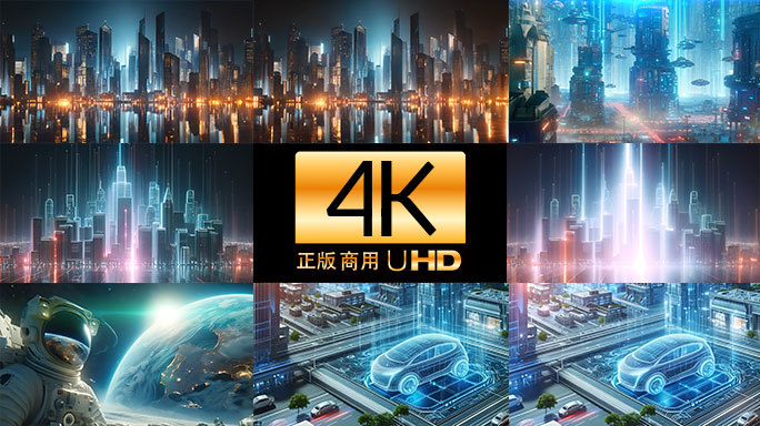 科技感未来城市赛博朋克科幻建筑世界4K
