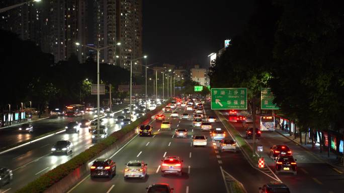 深圳滨河大道车流延时城市道路夜晚交通夜景