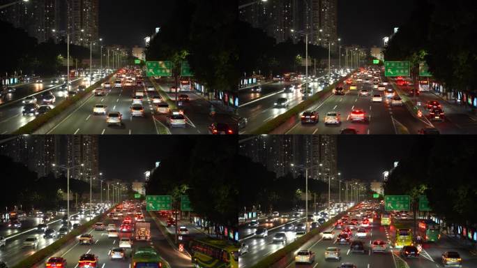 深圳滨河大道车流延时城市道路夜晚交通夜景