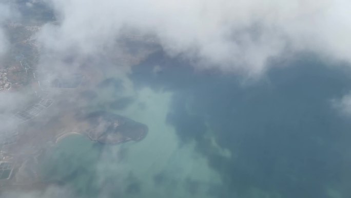 航拍飞行穿越云层城市海口宣传片海岛