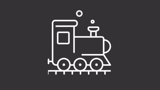 一套代表铁路行业的白色图标动画，透明背景的高清视频，无缝循环4K视频