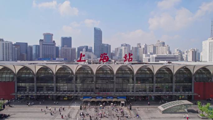 上海火车站航拍
