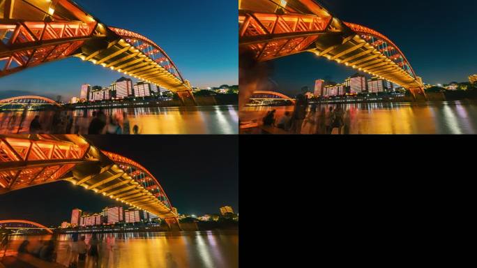 宜宾南门桥 夜景 人群 延时摄影