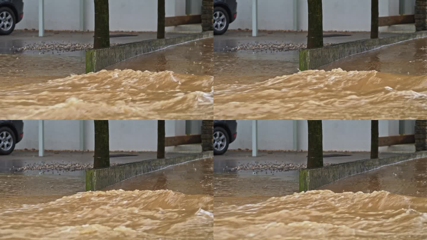 洪水泛滥，街道上到处都是水