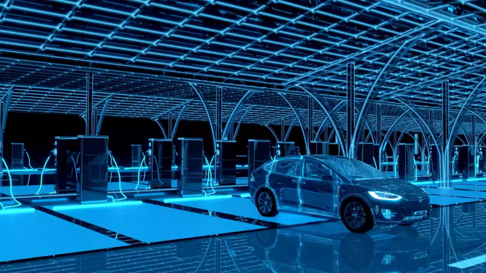 全息转场新能源汽车加速锂电池充电动画片头