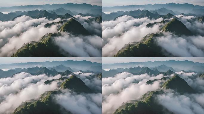 云雾缭绕秦岭山脉