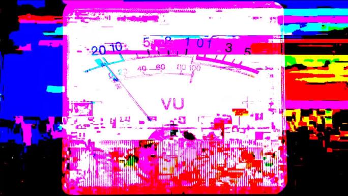 模拟音量单位仪表VU仪表故障电视静态噪声失真信号问题错误视频损坏复古风格80年代VHS测试图