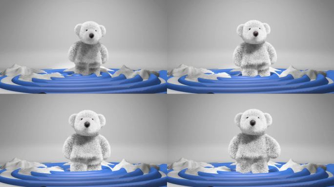 由于气候危机，可爱的北极熊请求帮助融化冰川